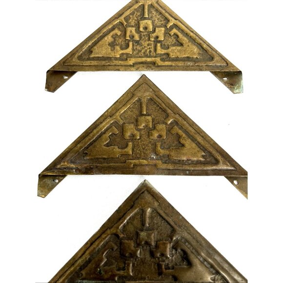 Heintz Desk Blotter 4 Corners Brass Handcrafted Accessory Antique 7" x 5 .5" - Picture 3 of 10